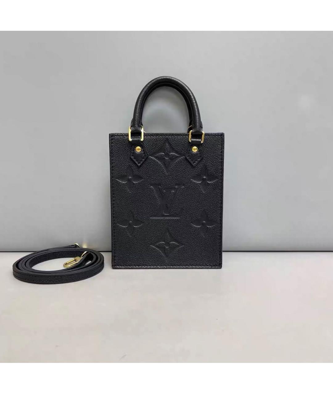 LOUIS VUITTON Черная кожаная сумка тоут, фото 9