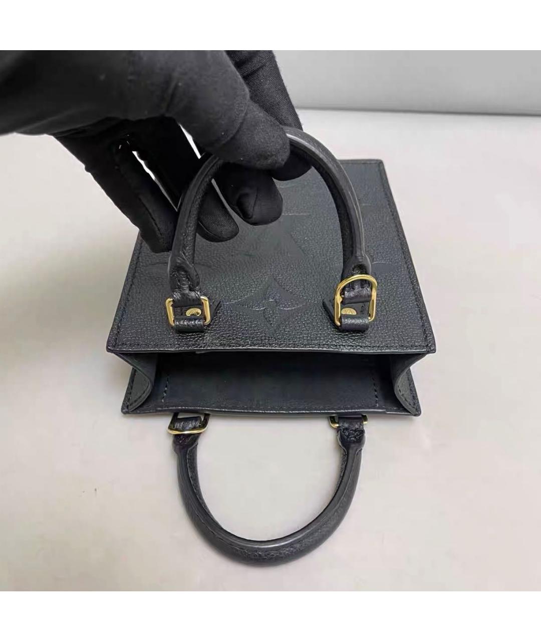 LOUIS VUITTON Черная кожаная сумка тоут, фото 7