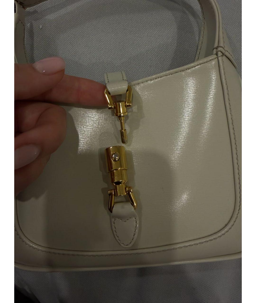 GUCCI Белая кожаная сумка с короткими ручками, фото 6