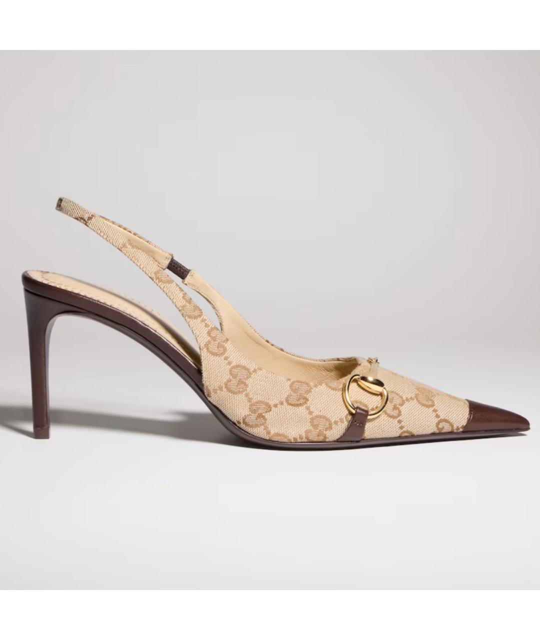 GUCCI Бежевые текстильные туфли, фото 3