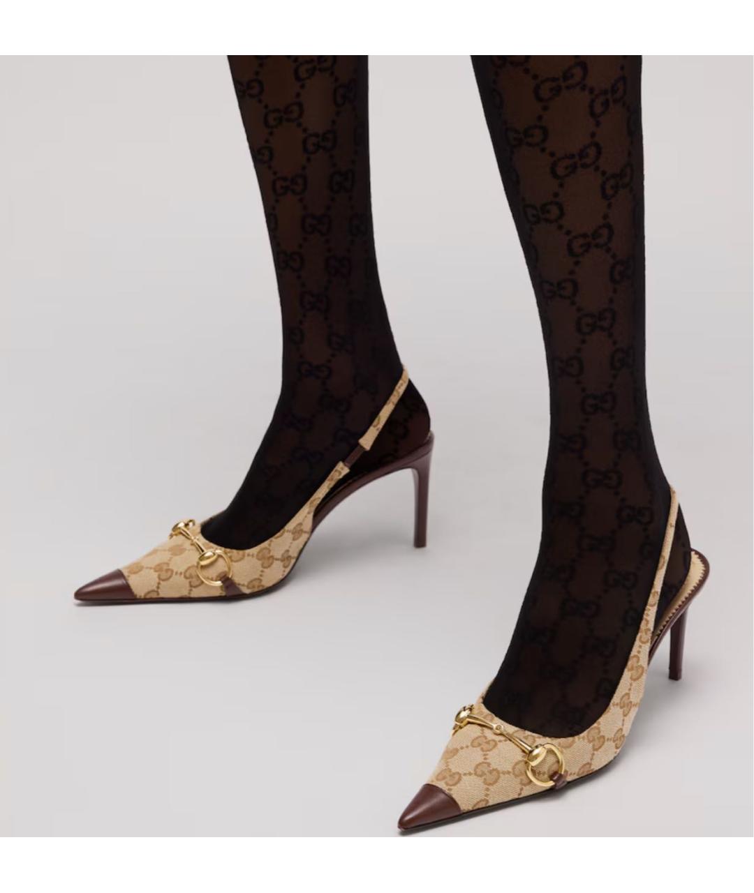 GUCCI Бежевые текстильные туфли, фото 2