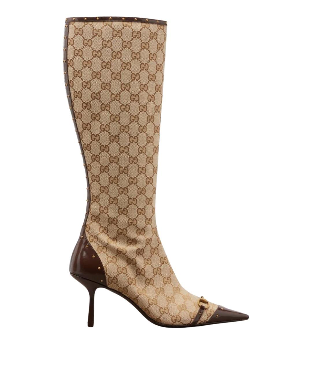 GUCCI Бежевые текстильные сапоги, фото 1
