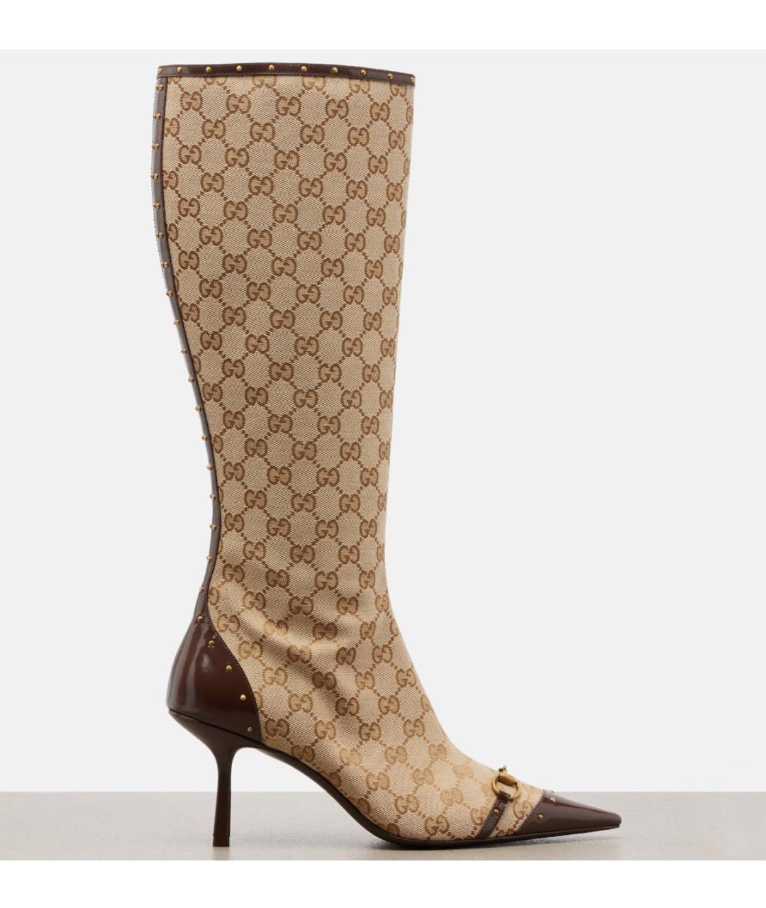 GUCCI Бежевые текстильные сапоги, фото 4