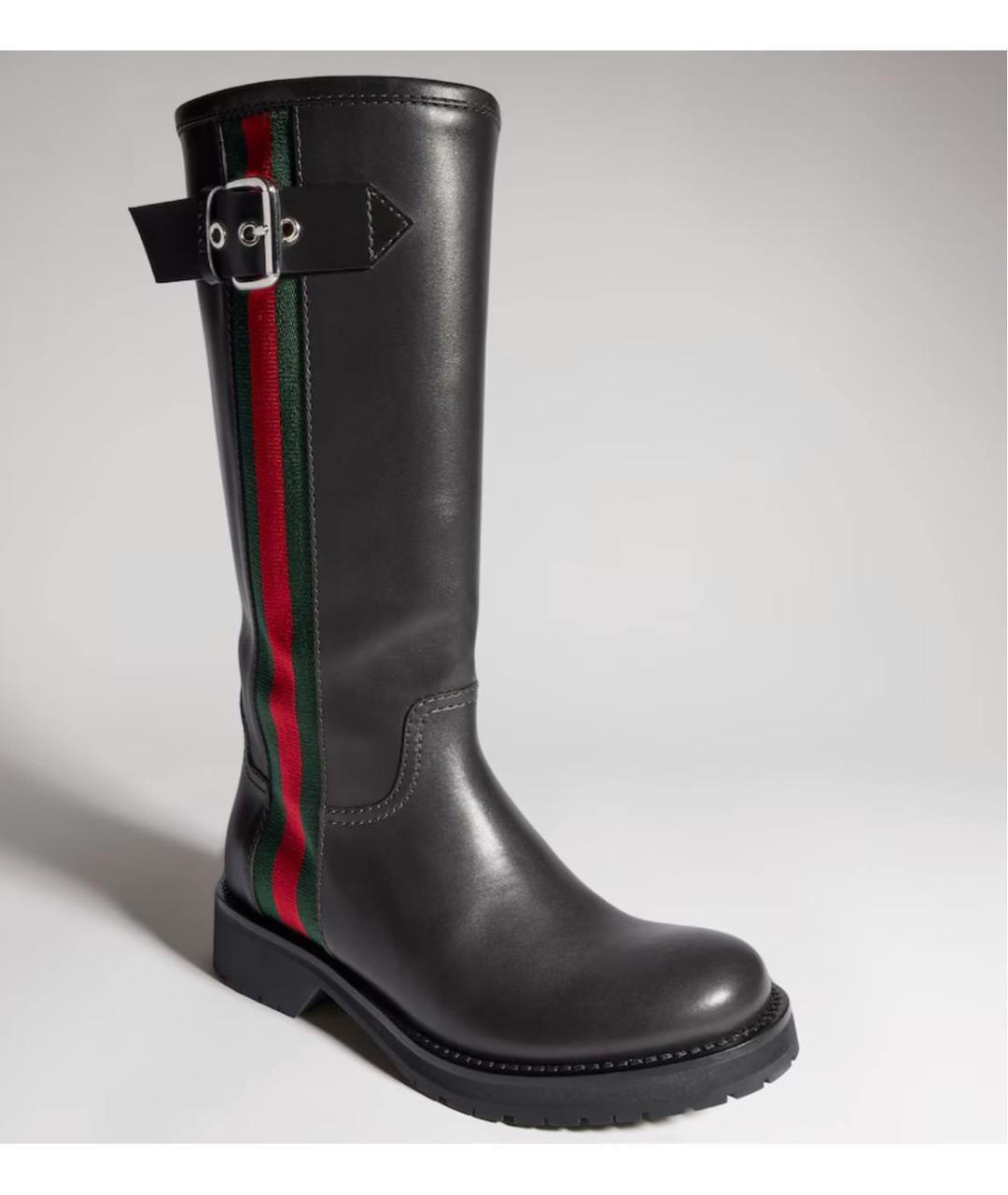 GUCCI Черные кожаные сапоги, фото 2