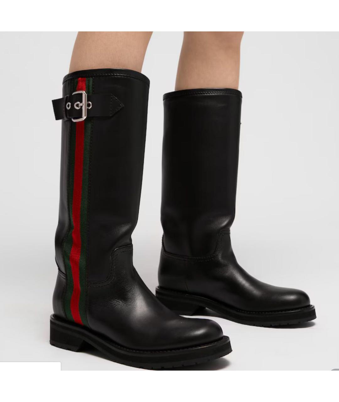GUCCI Черные кожаные сапоги, фото 3