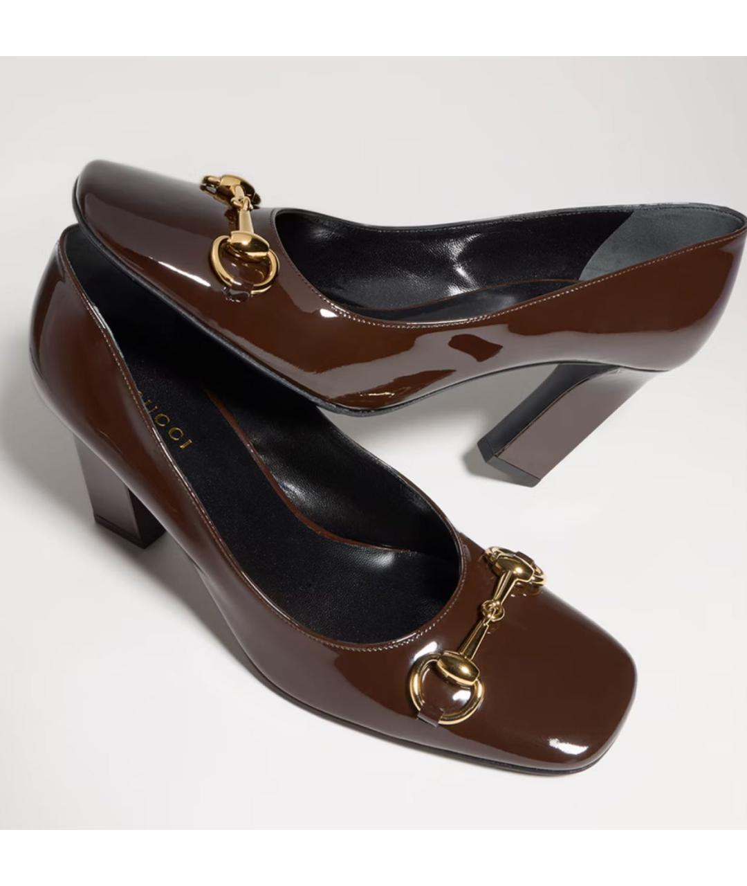 GUCCI Коричневые туфли из лакированной кожи, фото 3