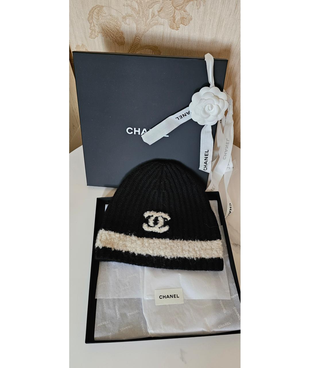 CHANEL Черная кашемировая шапка, фото 8
