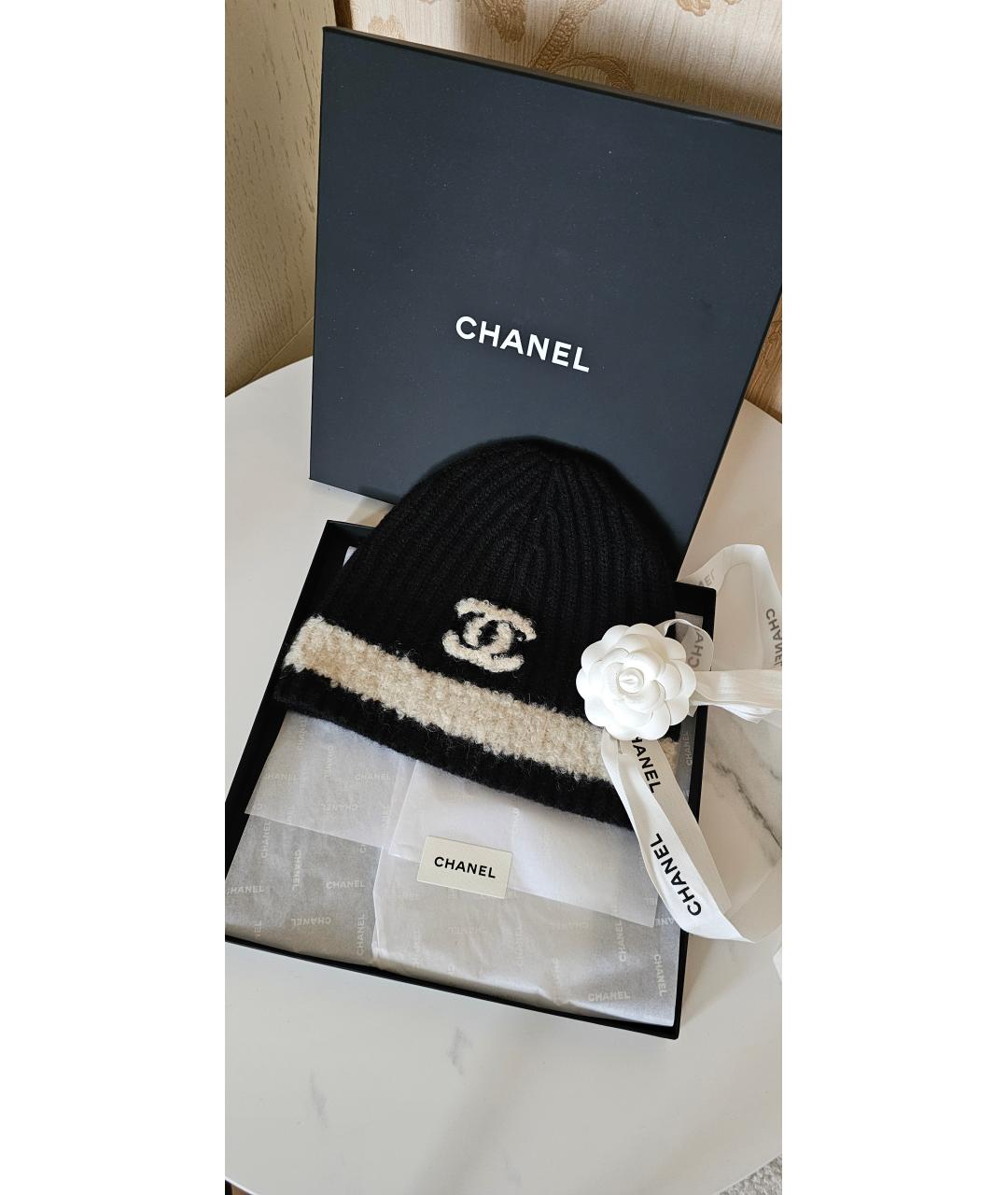 CHANEL Черная кашемировая шапка, фото 6