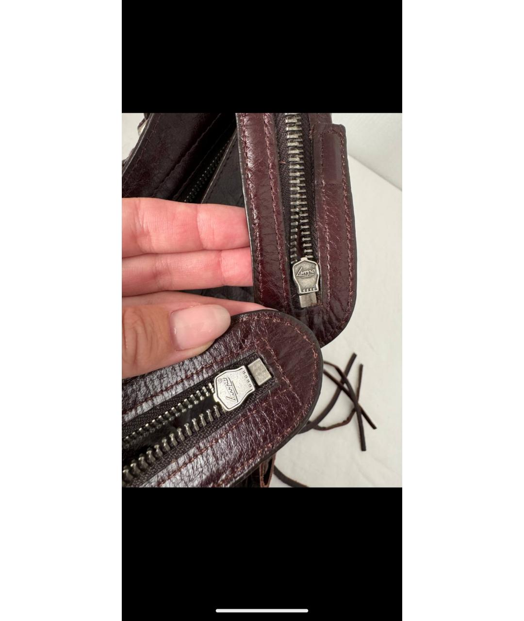 BALENCIAGA Бордовая кожаная сумка тоут, фото 5