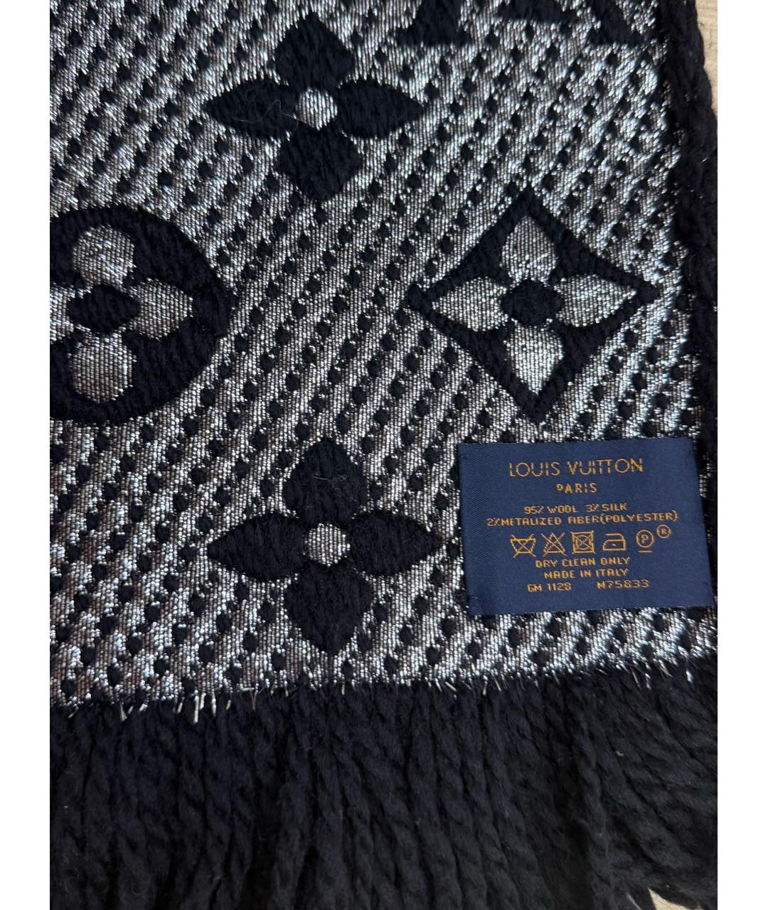 LOUIS VUITTON Черный шерстяной шарф, фото 3