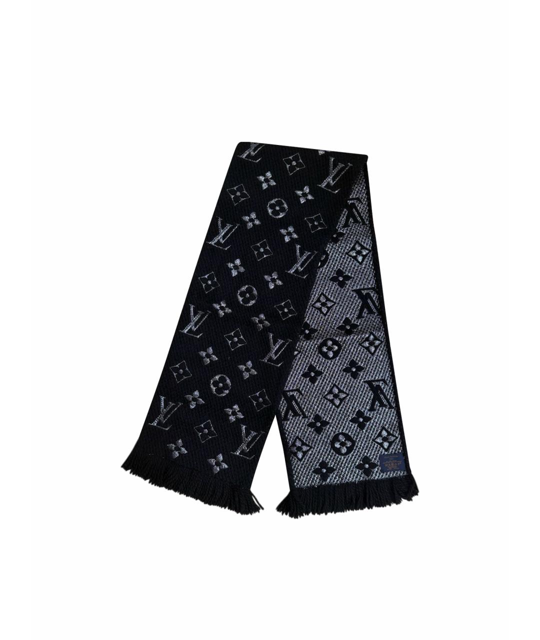 LOUIS VUITTON Черный шерстяной шарф, фото 1