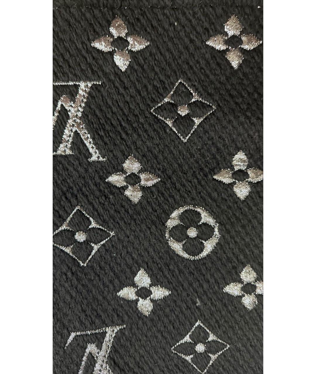 LOUIS VUITTON Черный шерстяной шарф, фото 2