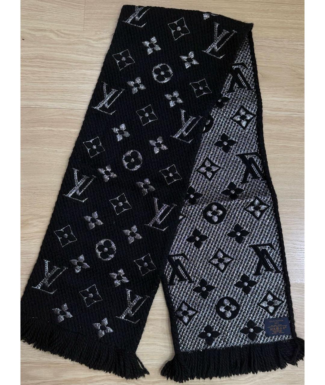 LOUIS VUITTON Черный шерстяной шарф, фото 6