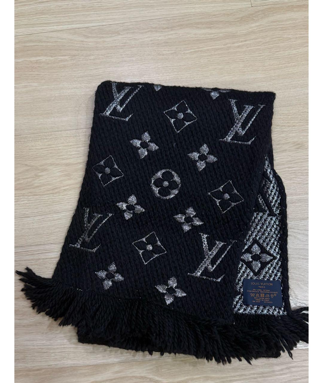 LOUIS VUITTON Черный шерстяной шарф, фото 4