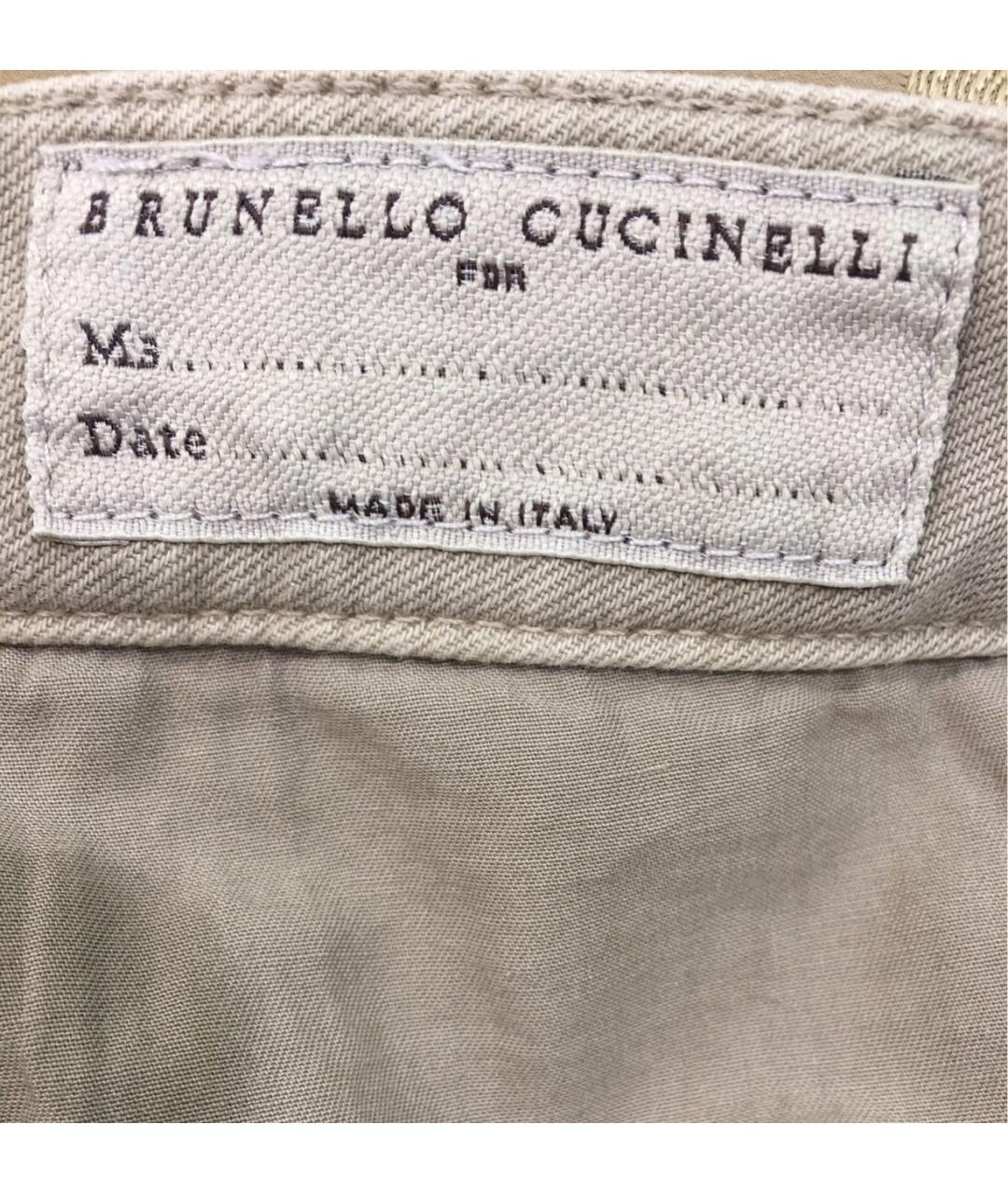 BRUNELLO CUCINELLI Бежевые хлопковые джинсы слим, фото 7