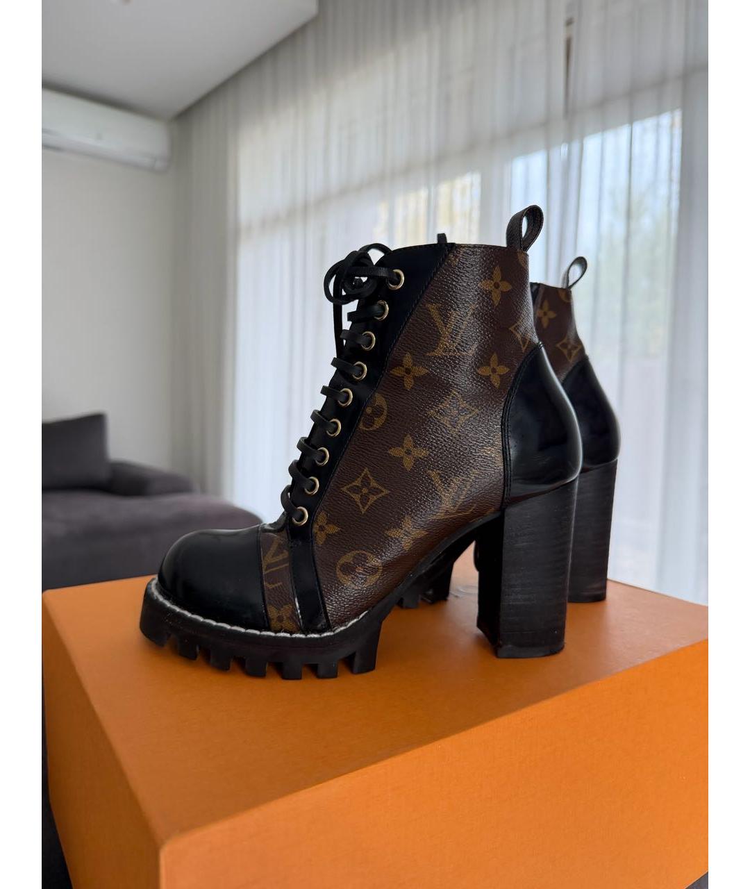 LOUIS VUITTON Коричневые кожаные ботильоны, фото 5