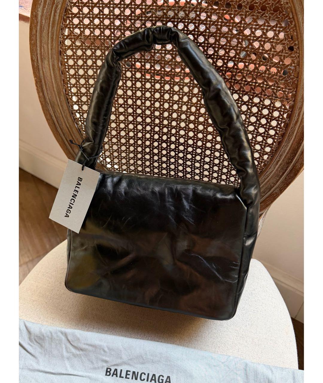 BALENCIAGA Черная кожаная сумка с короткими ручками, фото 3