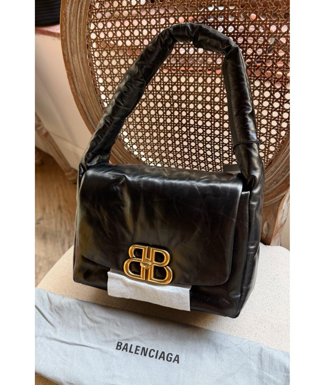 BALENCIAGA Черная кожаная сумка с короткими ручками, фото 2