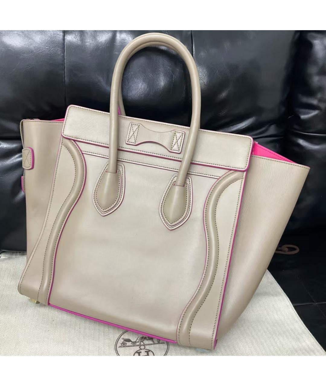 CELINE Бежевая кожаная сумка тоут, фото 3