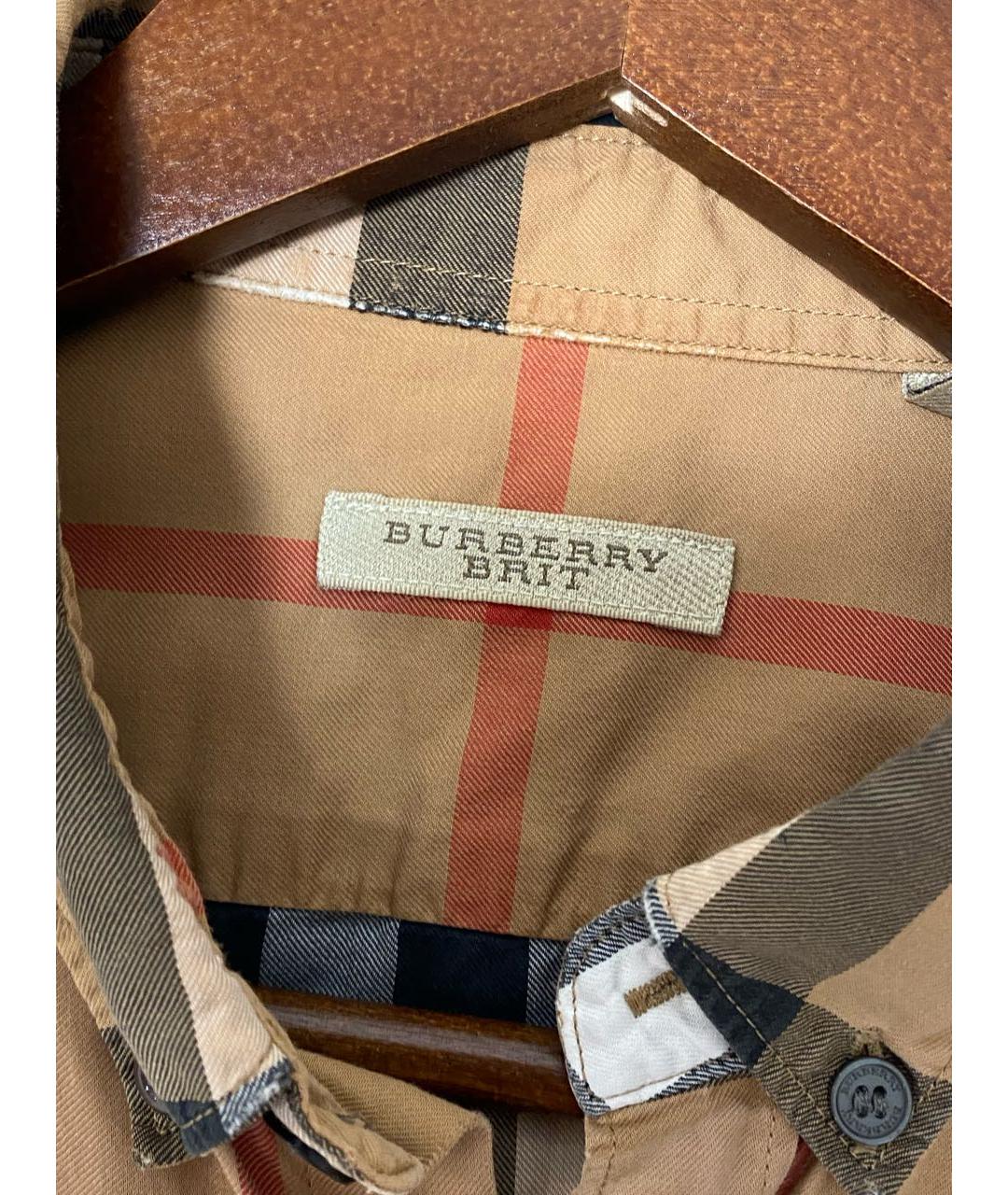 BURBERRY Коричневая хлопковая рубашка, фото 2