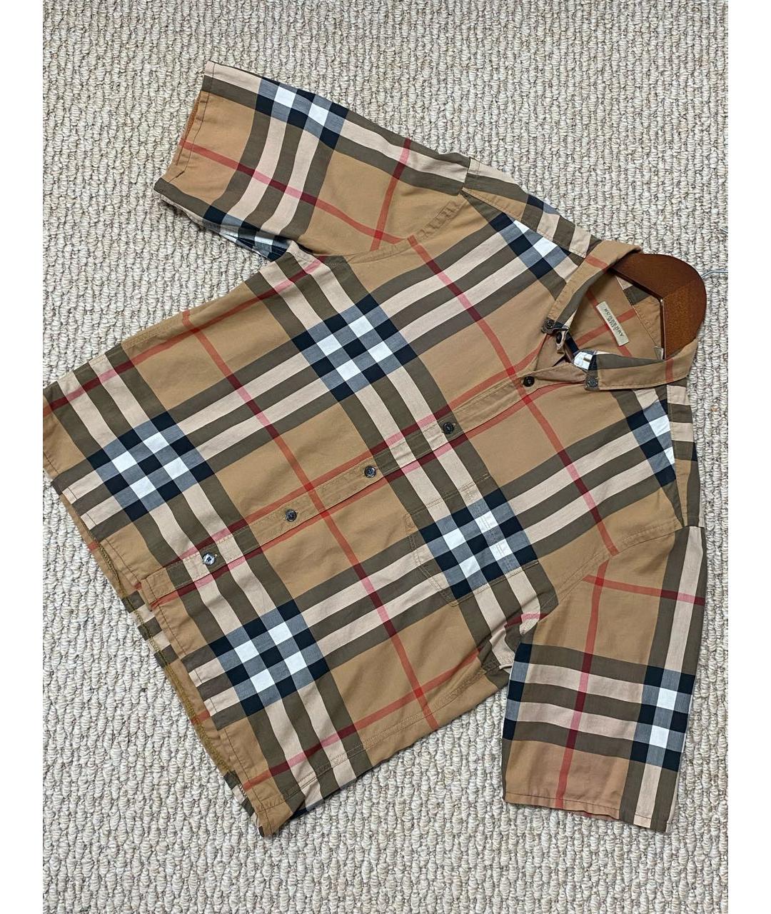 BURBERRY Коричневая хлопковая рубашка, фото 5
