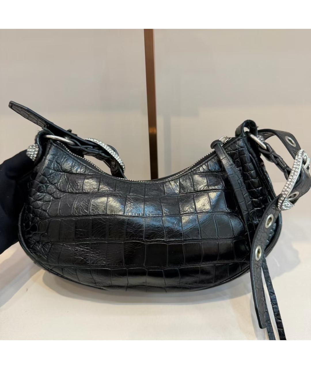 BALENCIAGA Черная кожаная сумка через плечо, фото 4
