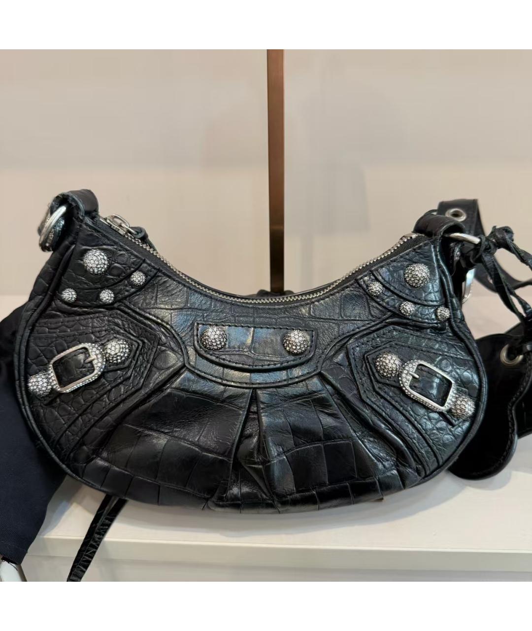 BALENCIAGA Черная кожаная сумка через плечо, фото 3
