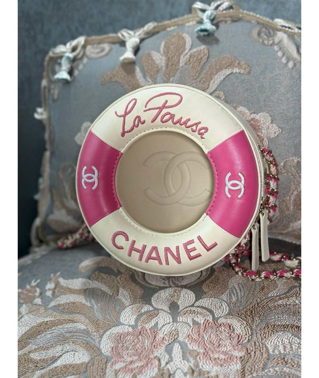 CHANEL Белая кожаная сумка через плечо, фото 3