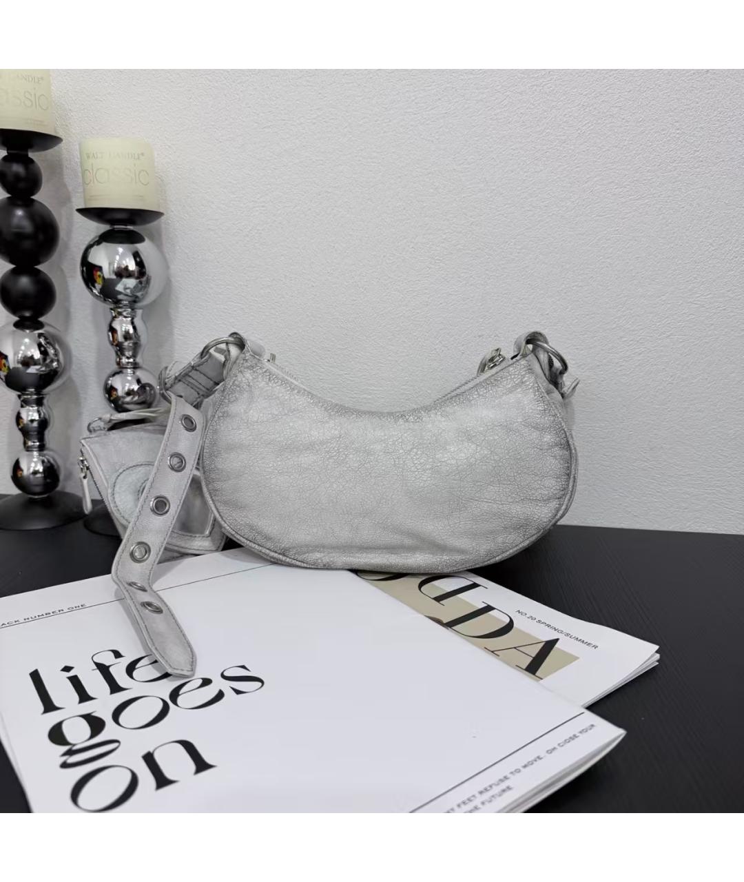 BALENCIAGA Серебряная кожаная сумка через плечо, фото 3