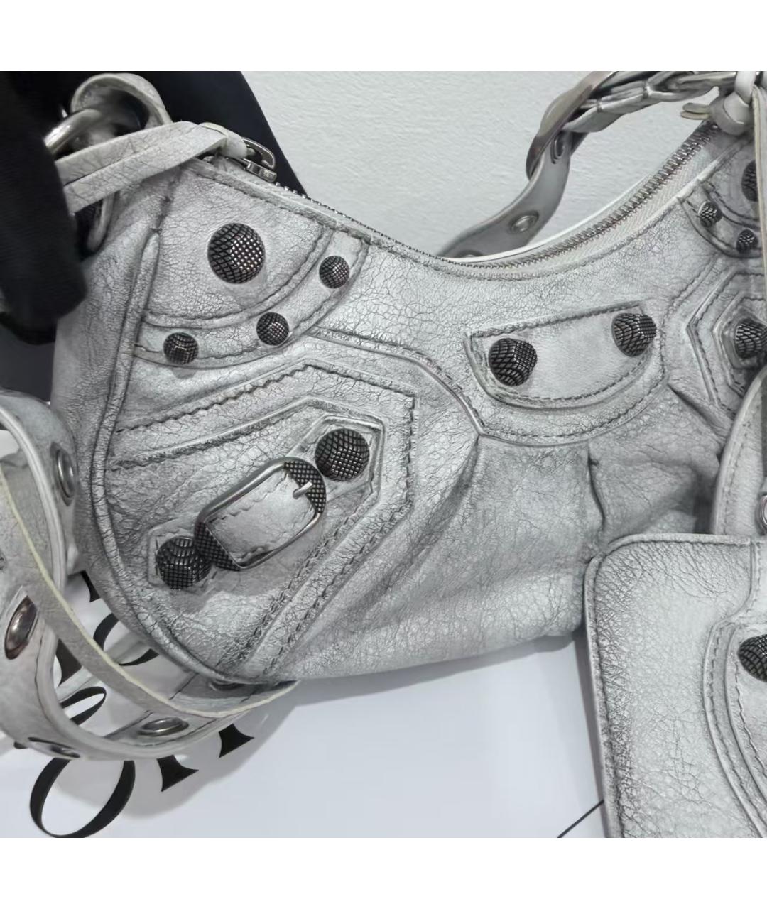 BALENCIAGA Серебряная кожаная сумка через плечо, фото 5