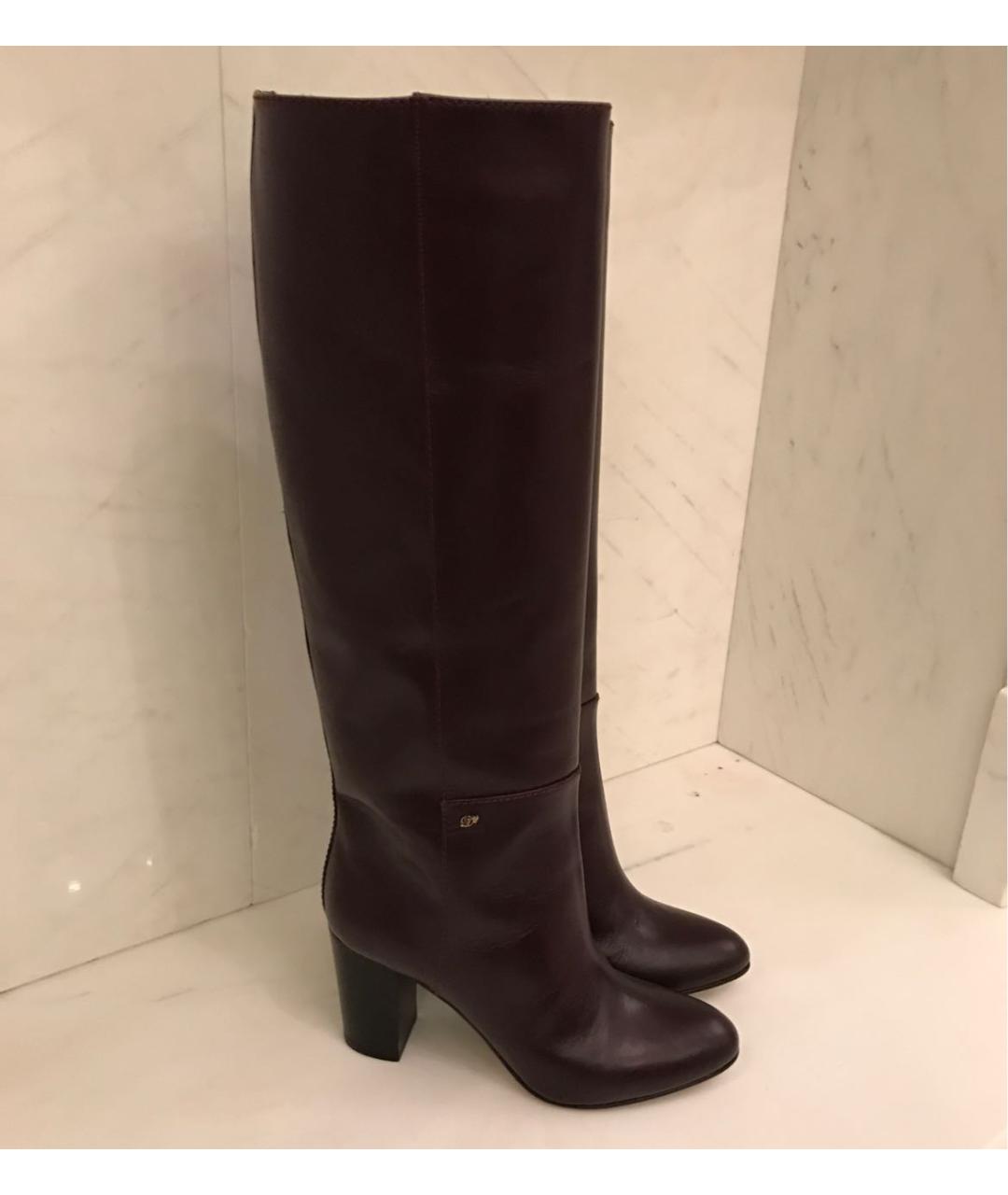 DSQUARED2 Бордовые кожаные сапоги, фото 8