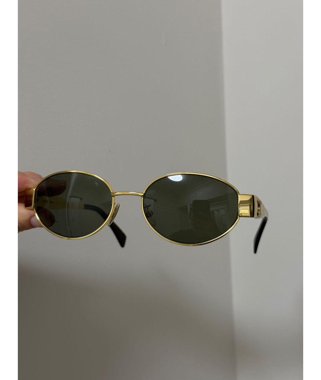 CELINE Золотые металлические солнцезащитные очки, фото 4