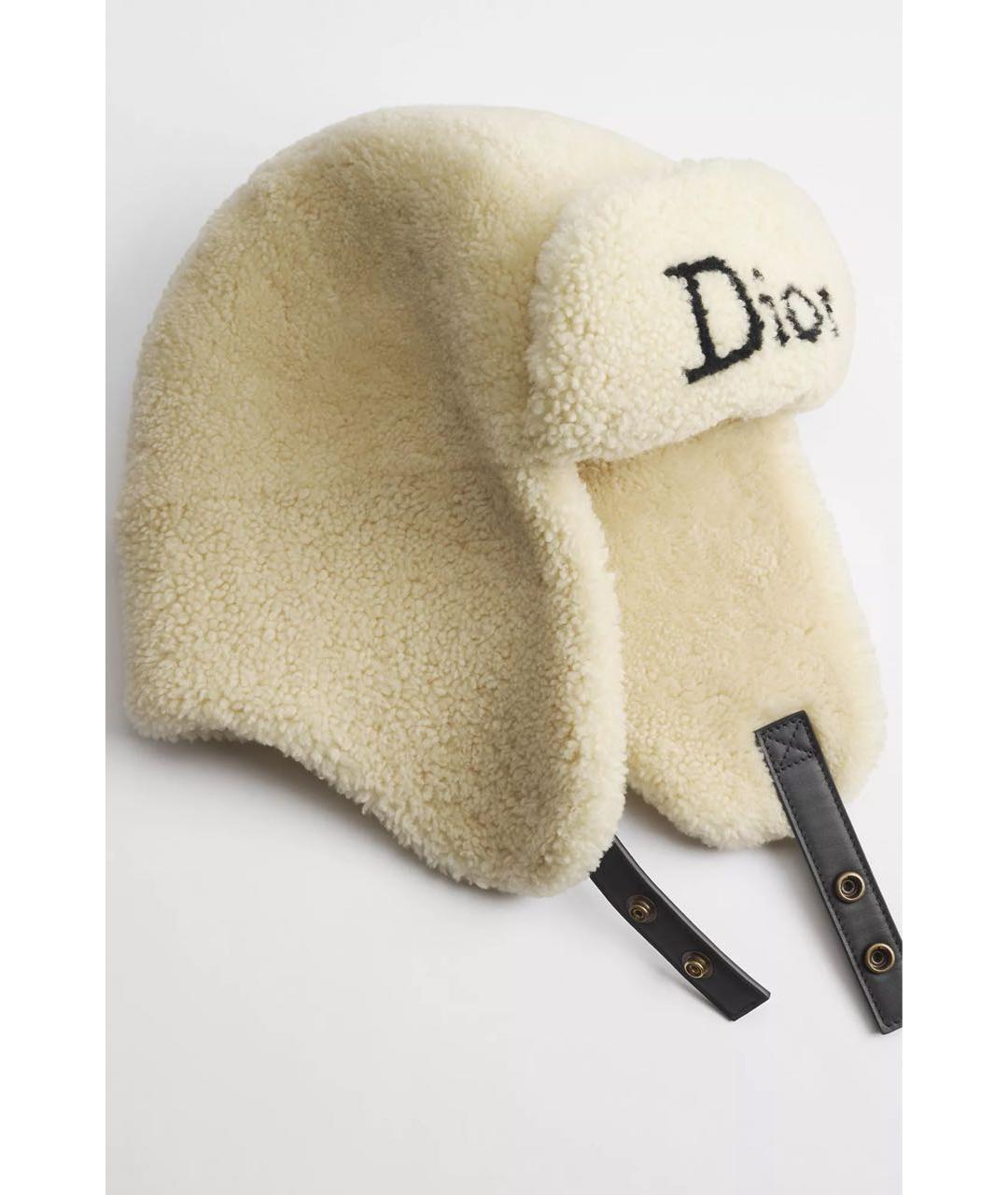 CHRISTIAN DIOR Белая шерстяная шапка, фото 5