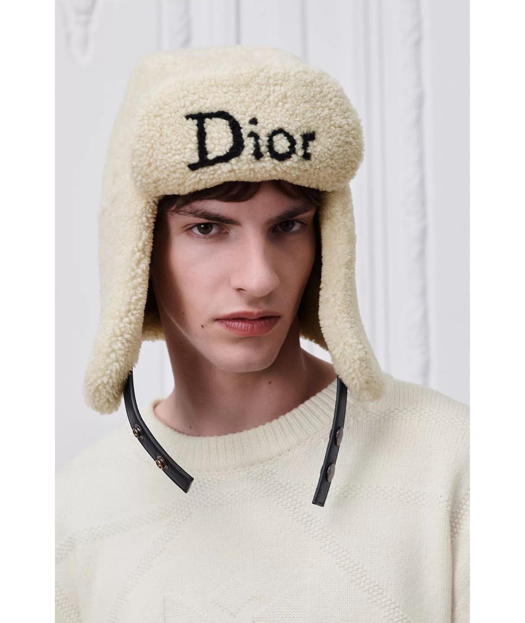 CHRISTIAN DIOR Белая шерстяная шапка, фото 2