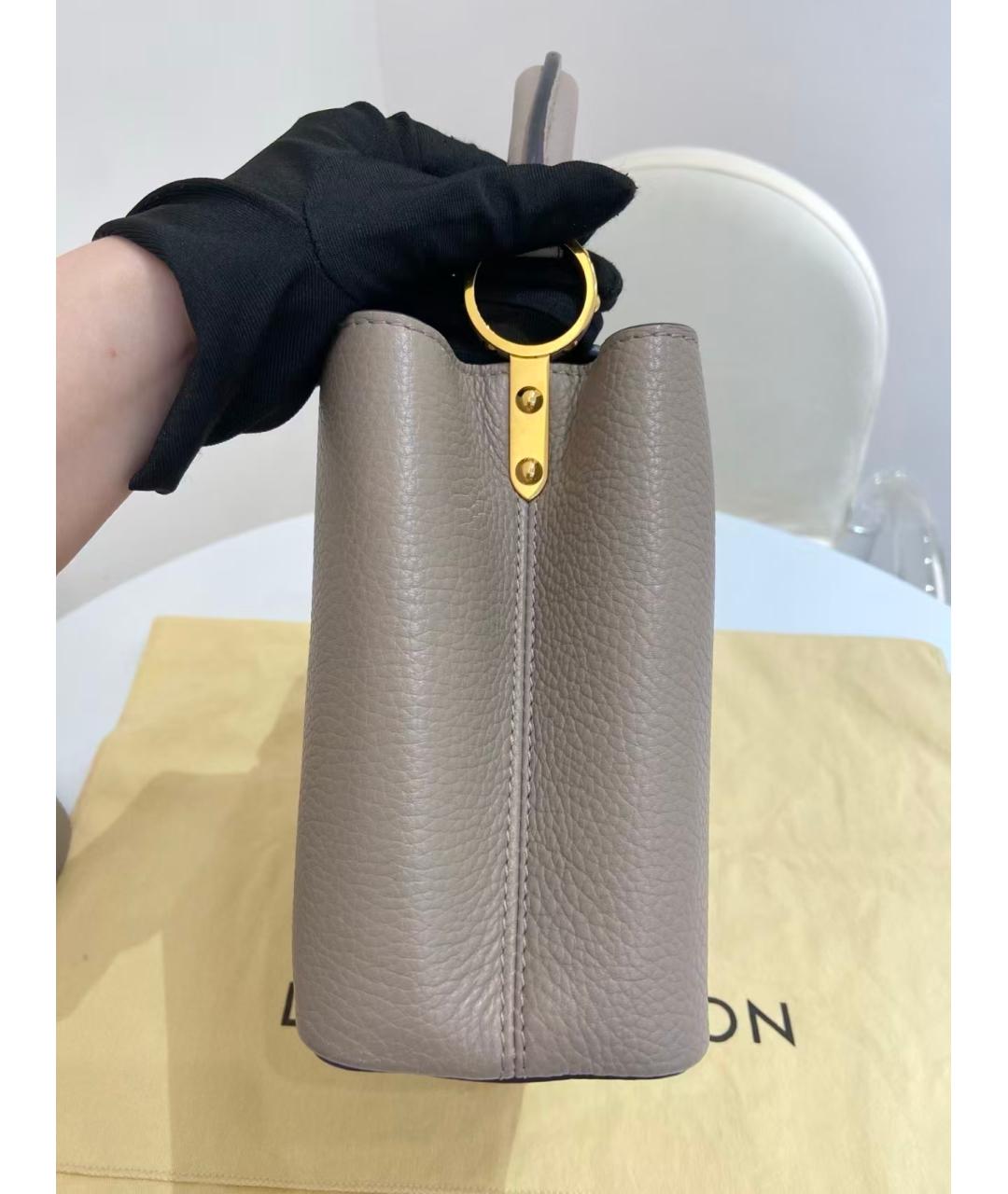 LOUIS VUITTON Бежевая кожаная сумка с короткими ручками, фото 5