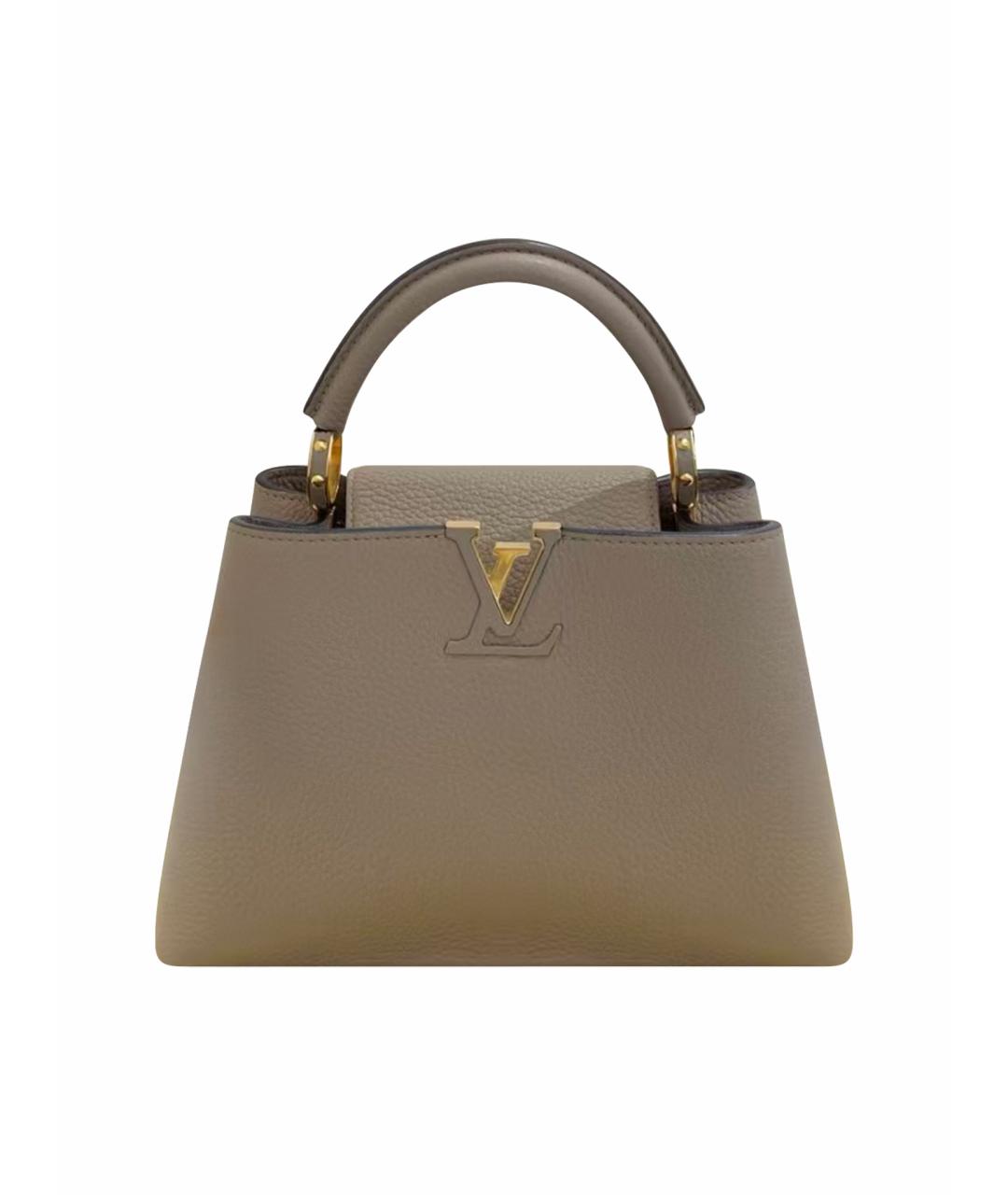 LOUIS VUITTON Бежевая кожаная сумка с короткими ручками, фото 8