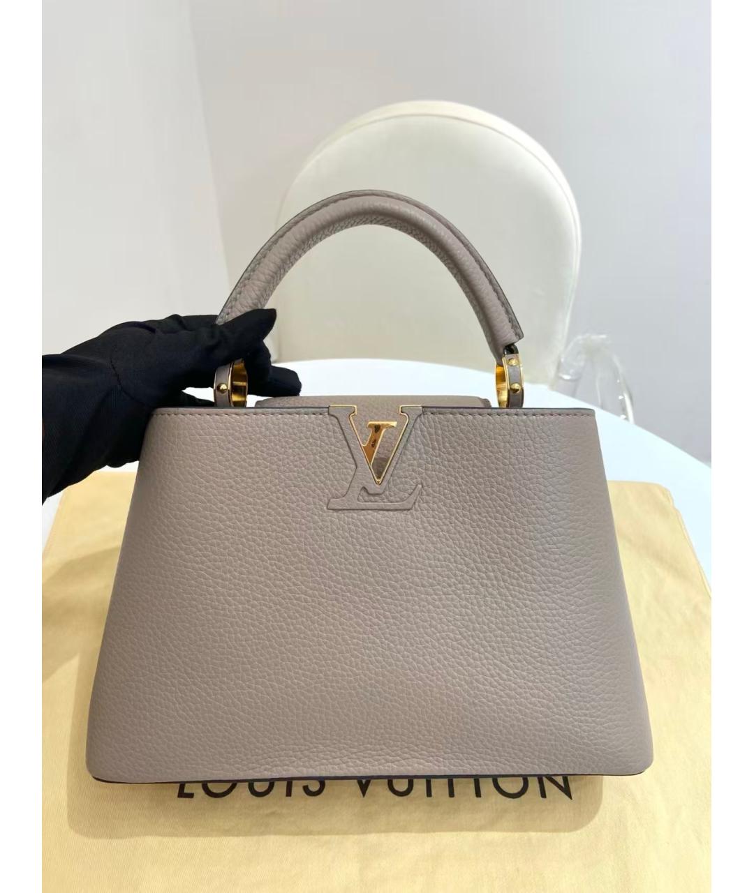LOUIS VUITTON Бежевая кожаная сумка с короткими ручками, фото 3