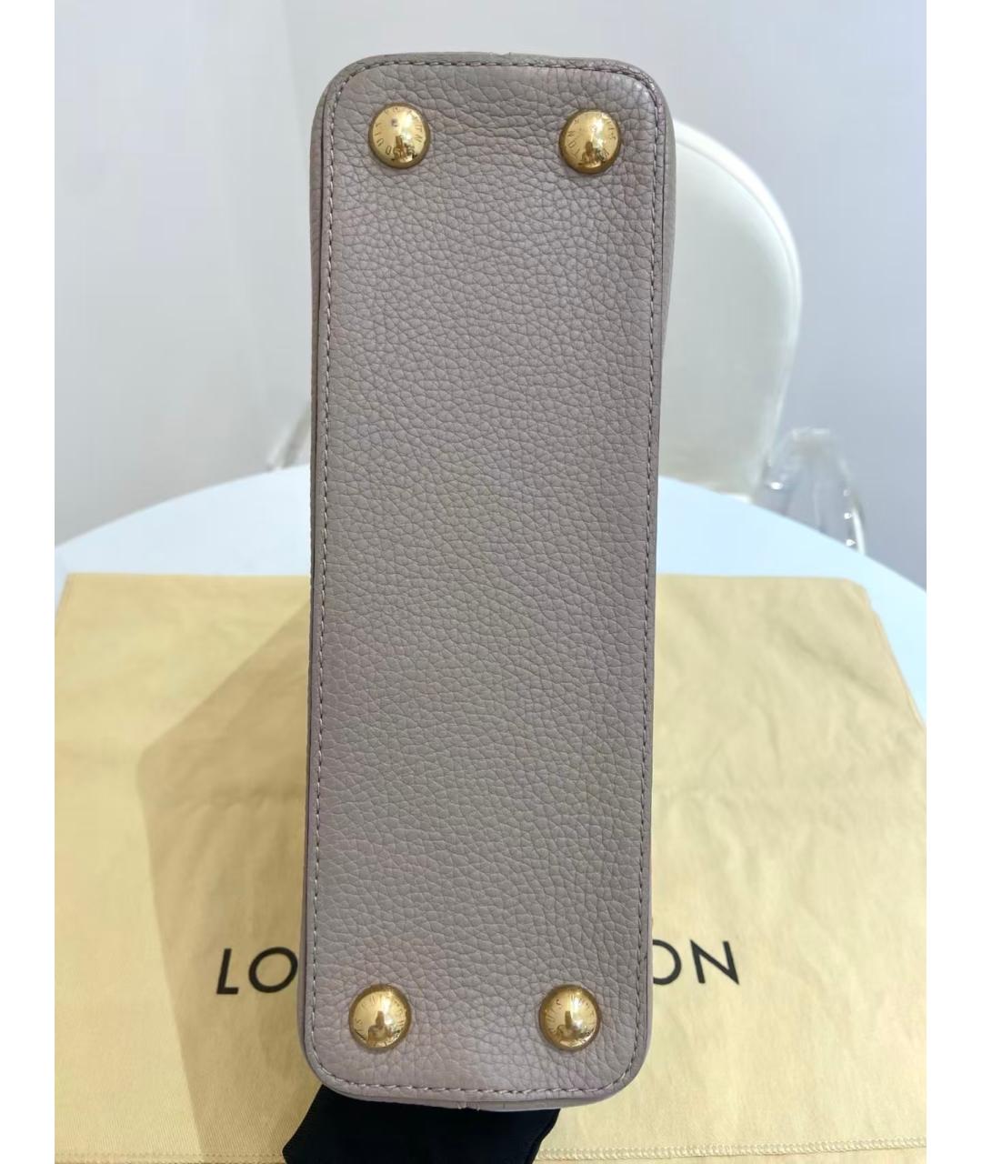 LOUIS VUITTON Бежевая кожаная сумка с короткими ручками, фото 6