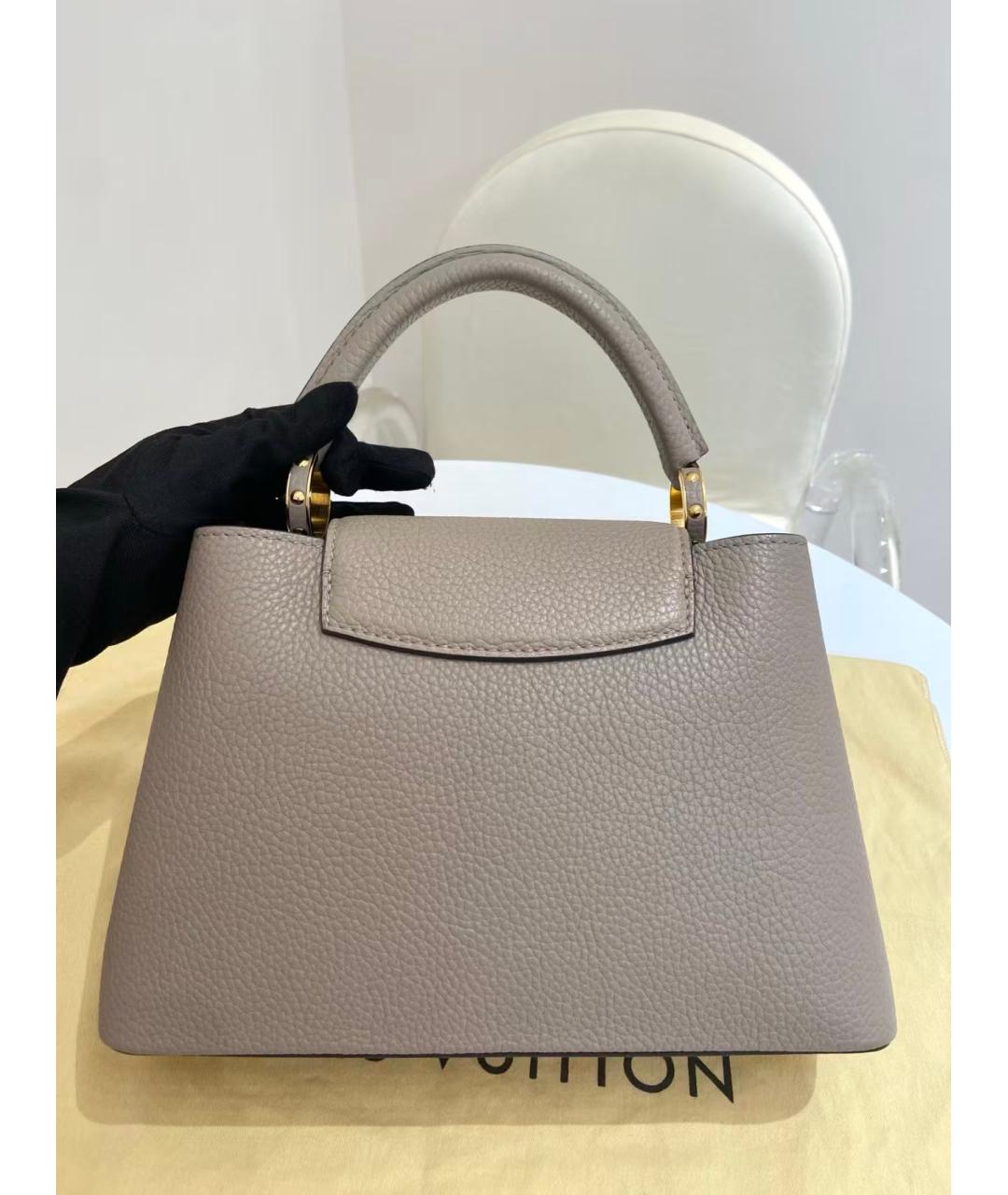 LOUIS VUITTON Бежевая кожаная сумка с короткими ручками, фото 4