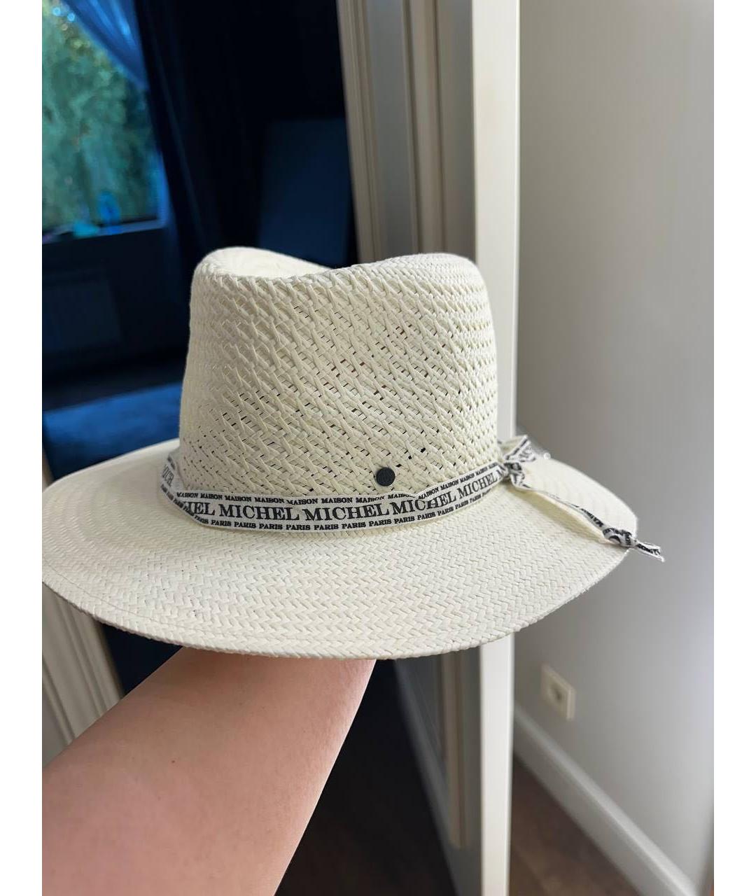 MAISON MICHEL Белая соломенная шляпа, фото 3