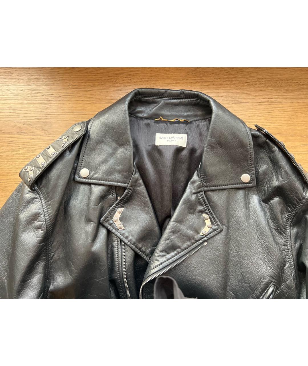 SAINT LAURENT Черная кожаная куртка, фото 4
