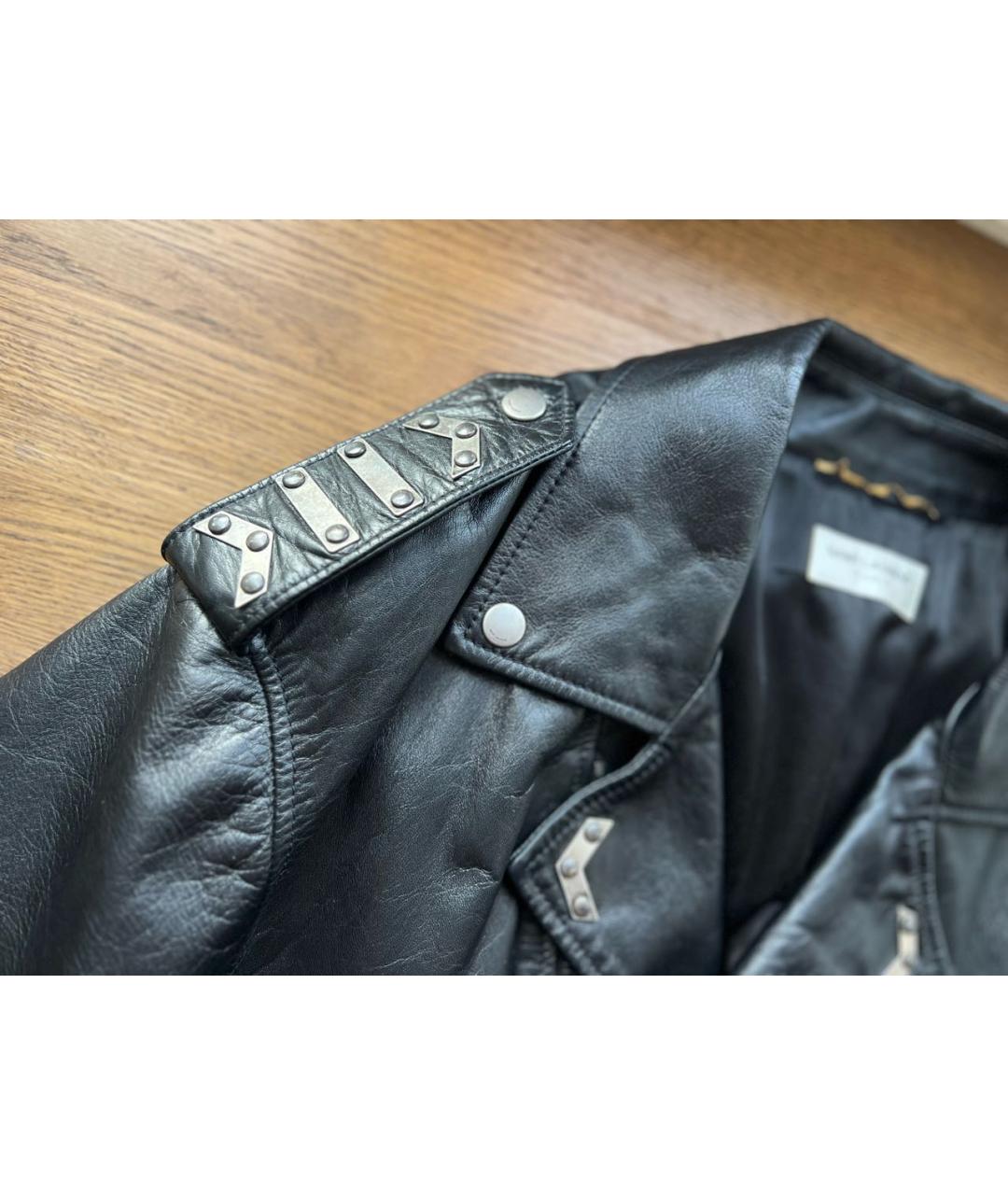 SAINT LAURENT Черная кожаная куртка, фото 3