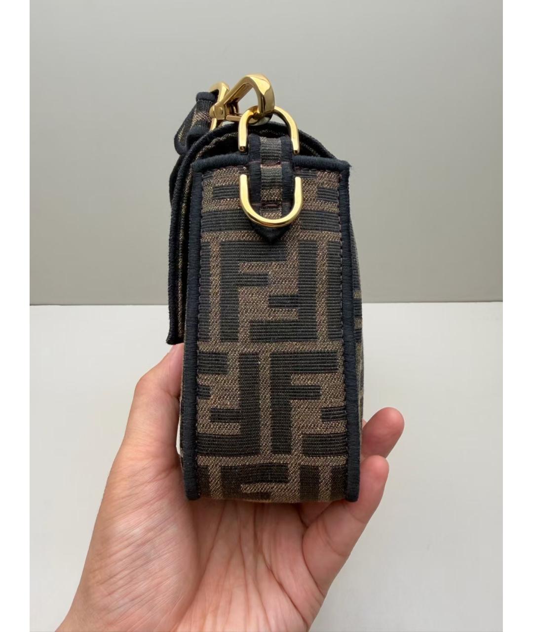 FENDI Коричневая жаккардовая сумка через плечо, фото 4