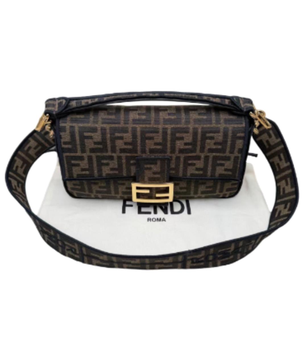 FENDI Коричневая жаккардовая сумка через плечо, фото 7