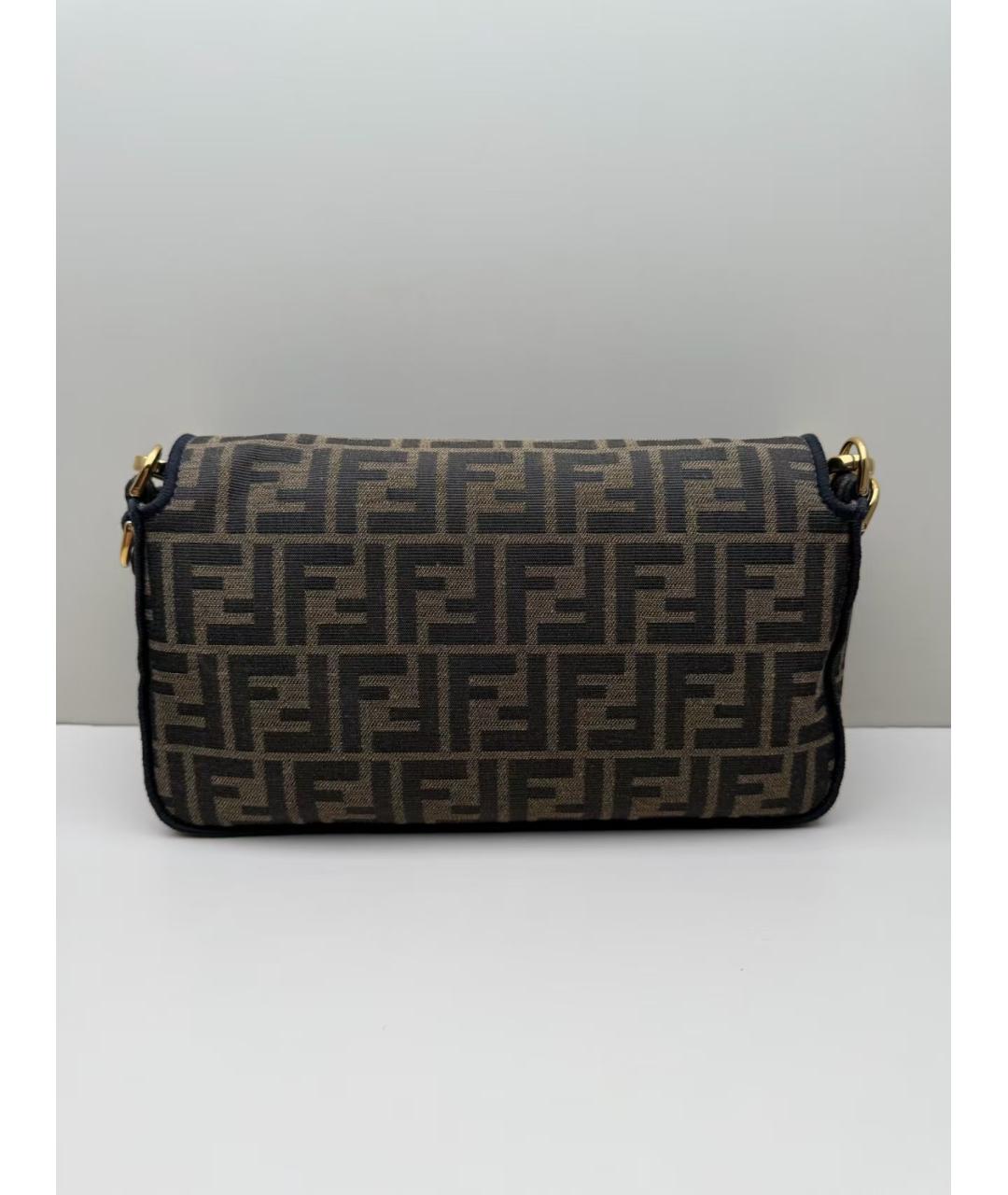FENDI Коричневая жаккардовая сумка через плечо, фото 3
