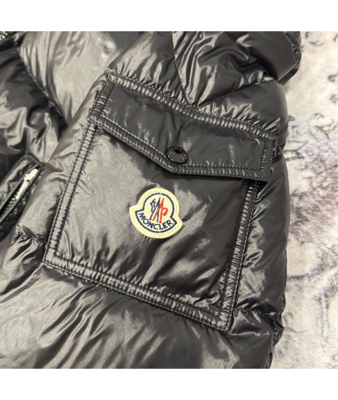 MONCLER Черный полиамидовый пуховик, фото 6