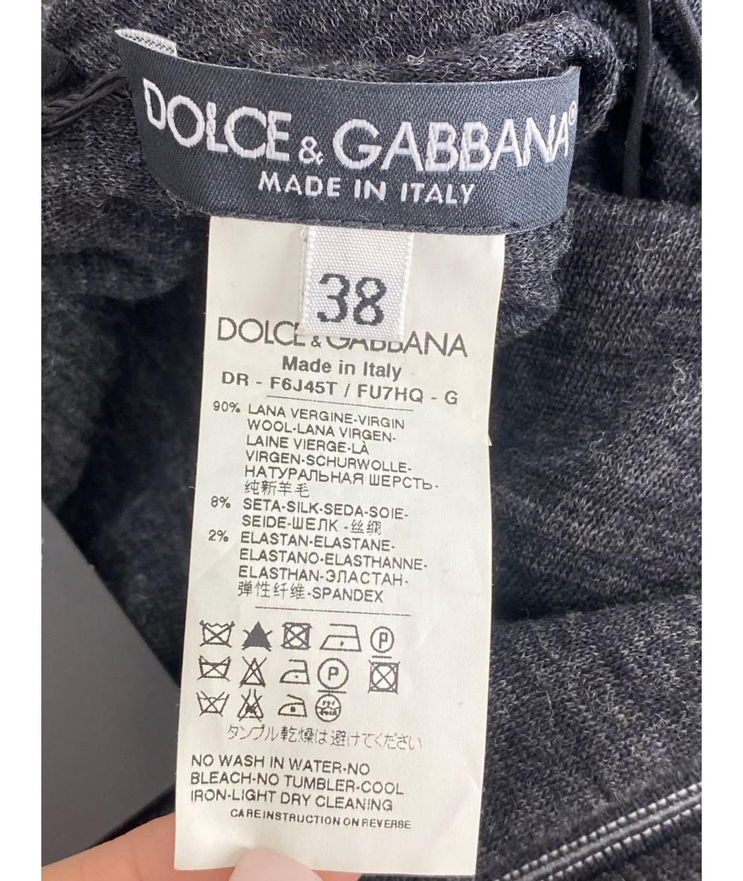 DOLCE&GABBANA Серое шерстяное повседневное платье, фото 6