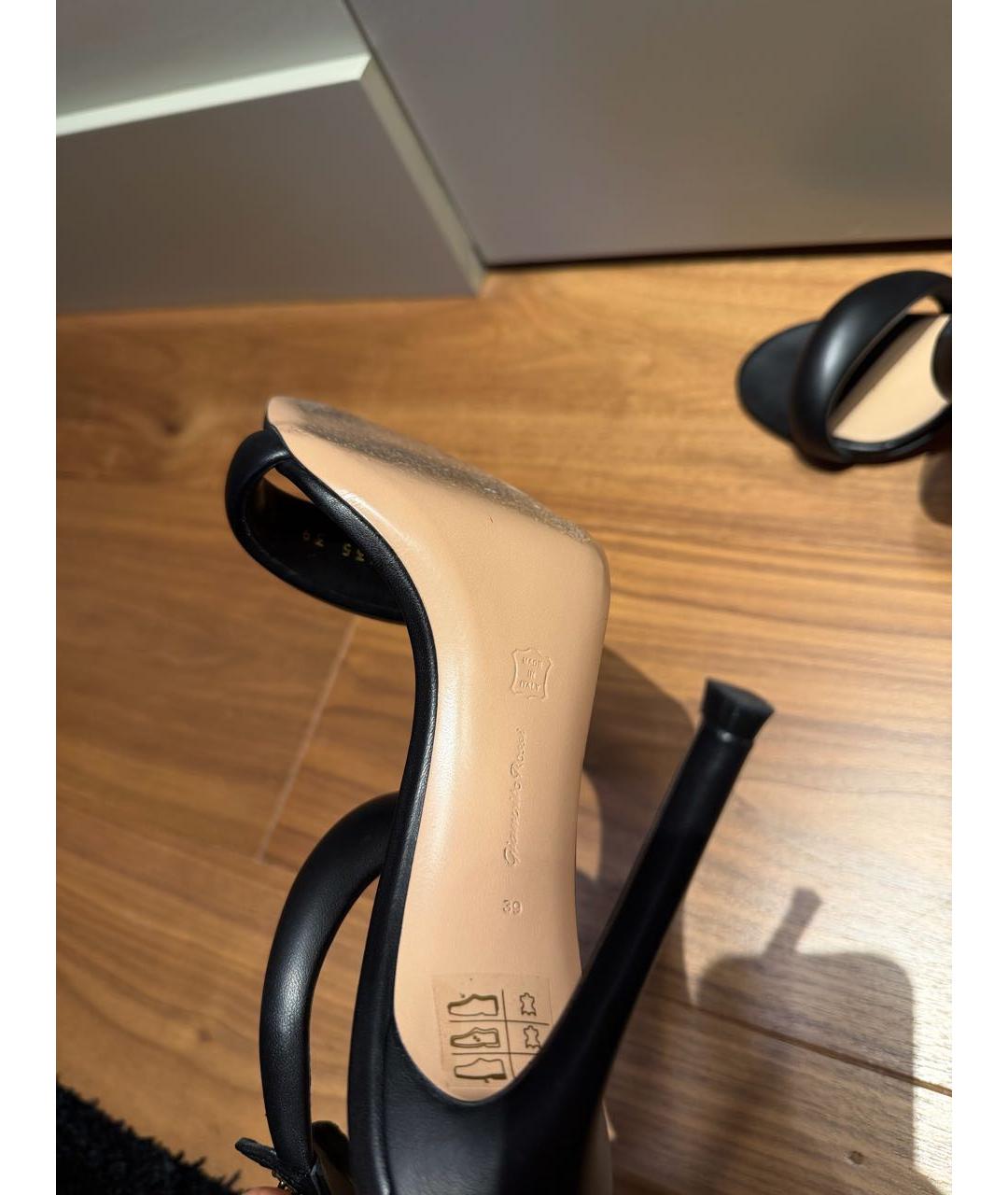 GIANVITO ROSSI Черные кожаные босоножки, фото 6