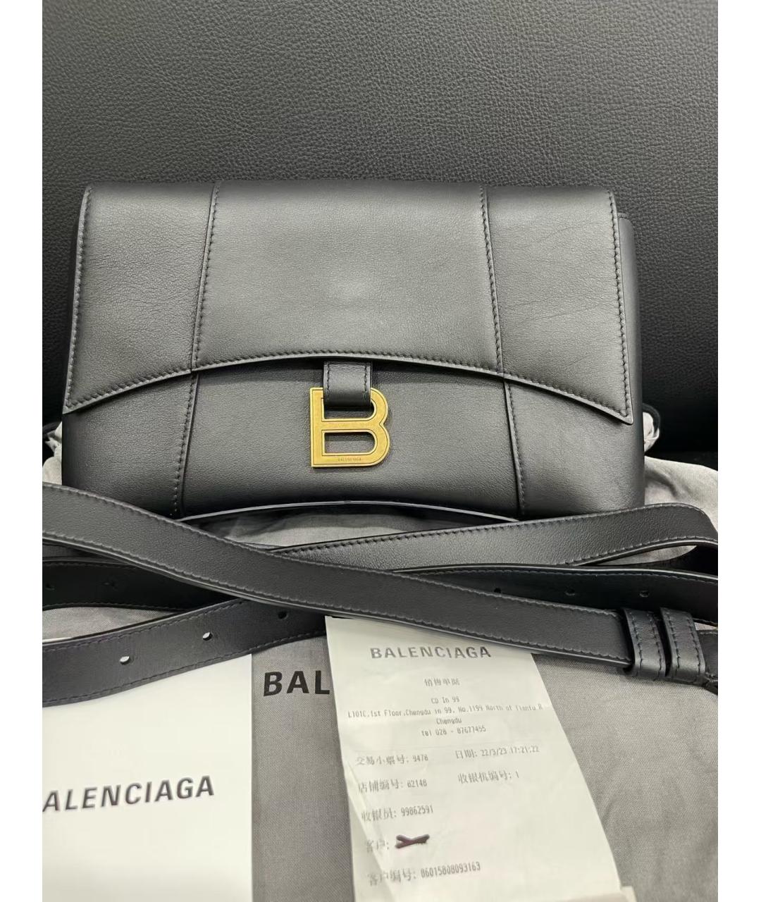 BALENCIAGA Черная кожаная сумка через плечо, фото 2