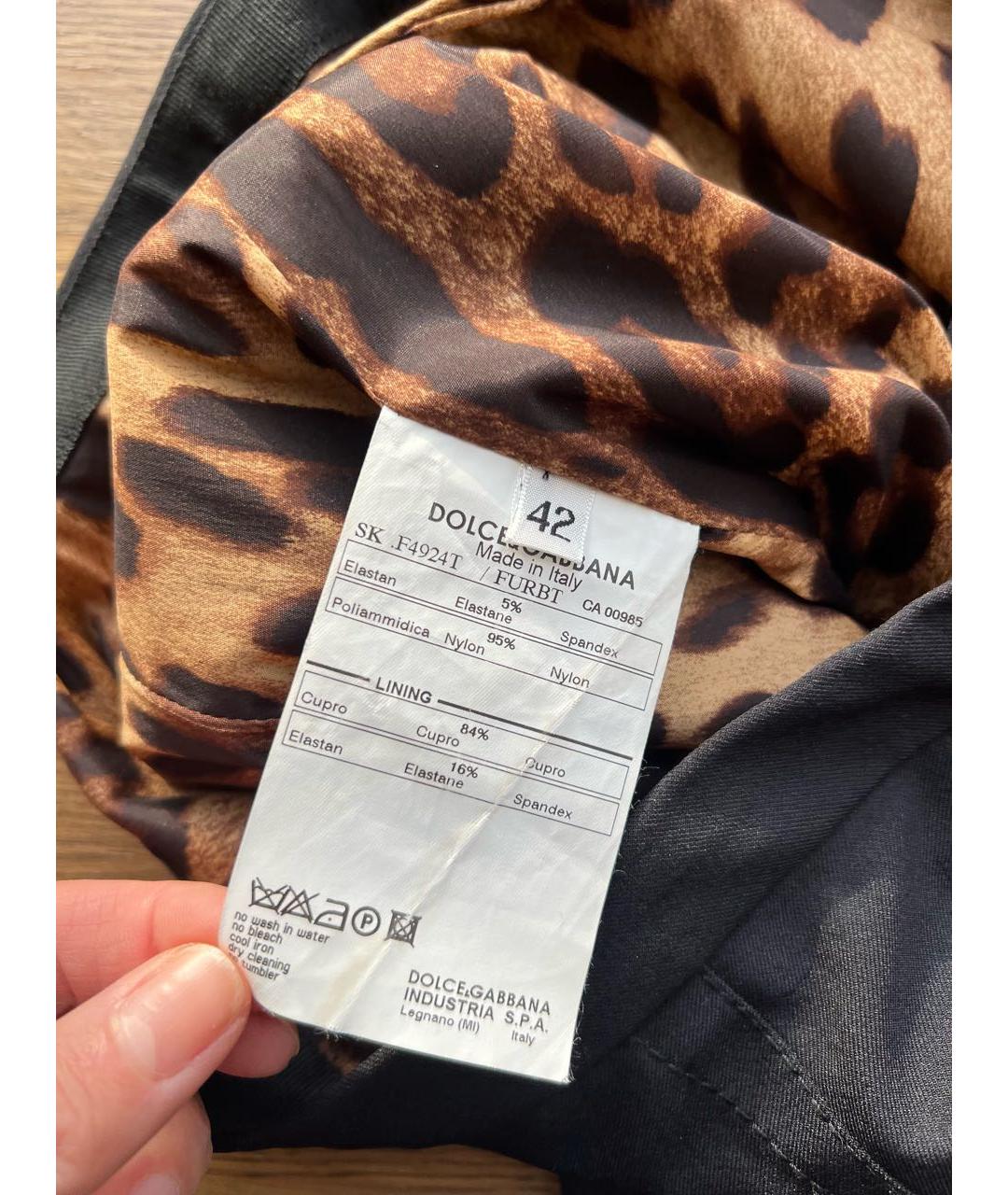 DOLCE&GABBANA Черная шерстяная юбка миди, фото 4